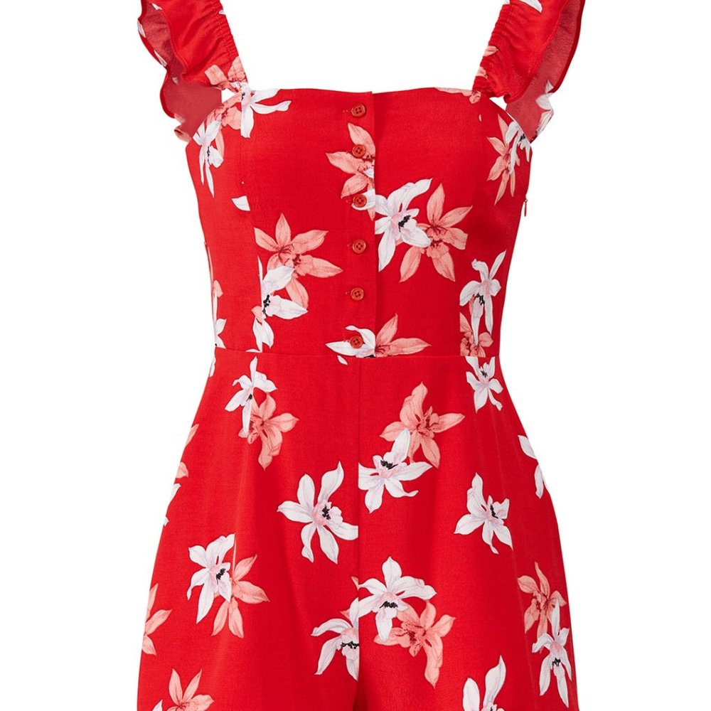 NWT BB Dakota Daisy Floral Flutter Button Romper - Picture 11 of 11